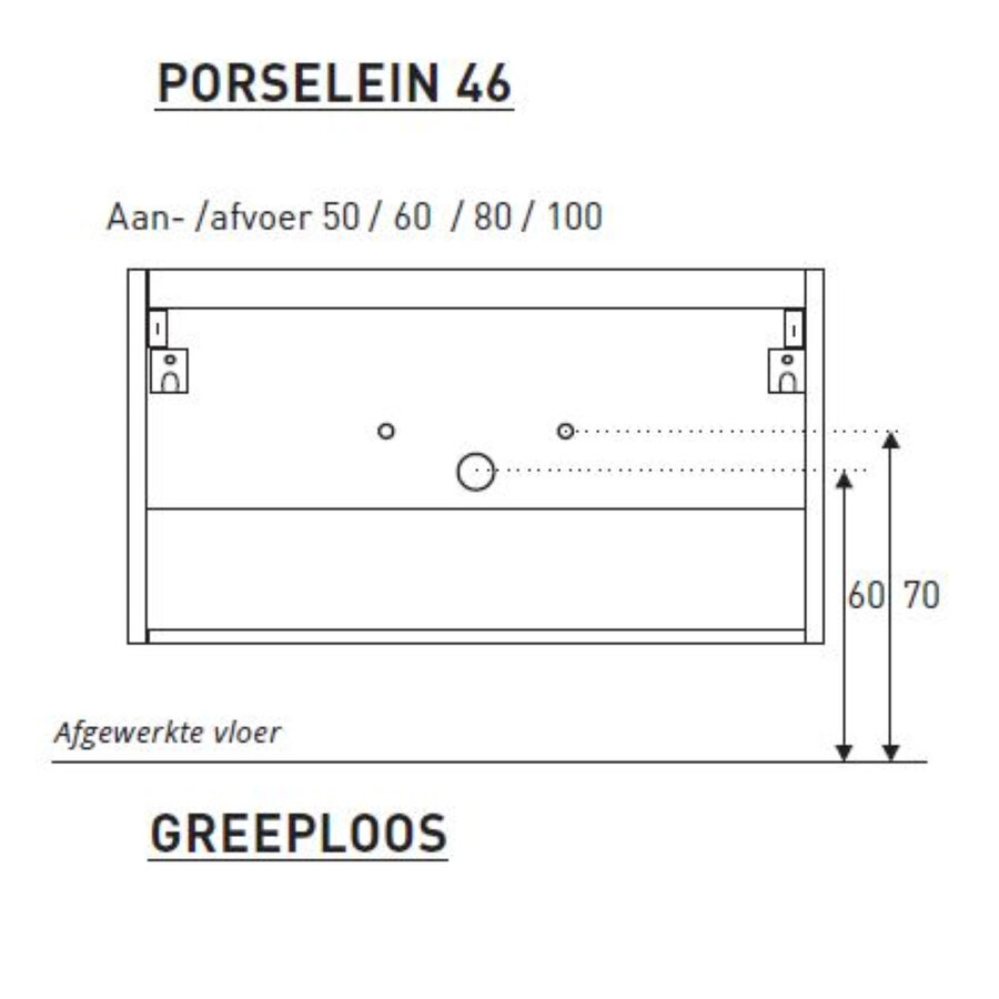 Badkamermeubel BWS Pepper Wastafel Porselein Incl Spiegelkast Met Kraangat 60x55x46 cm Antraciet