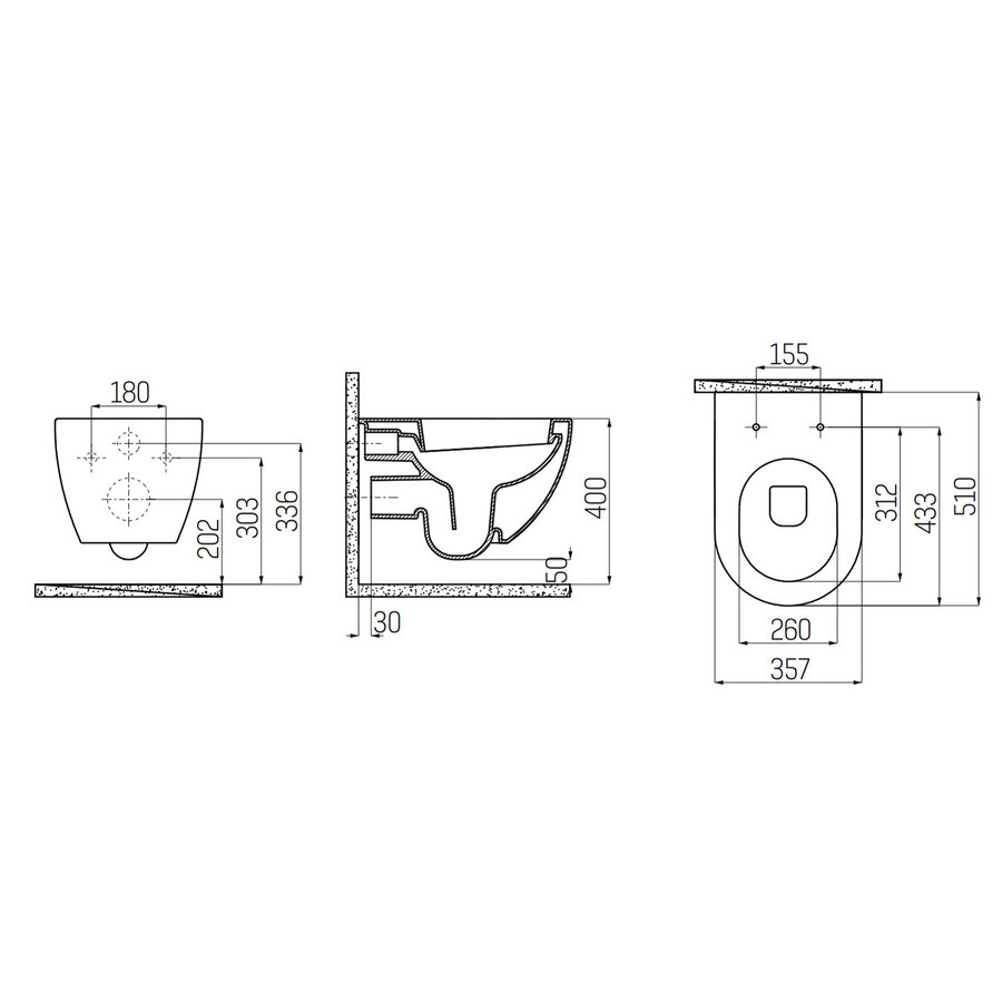 Wandcloset Creavit Freedom Met RVS Sproeier Mat Basalt (Exclusief zitting)