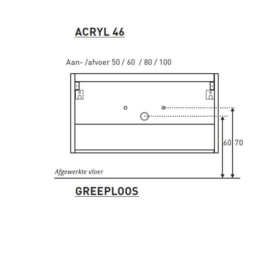 Badkamermeubel Boss & Wessing Pepper Acryl Wastafel Incl Spiegel Zonder Kraangat 100x55x46 cm Antraciet
