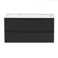 Badkamermeubel Boss & Wessing Pepper Acryl Wastafel Twee Kraangaten 100x55x46 cm Antraciet