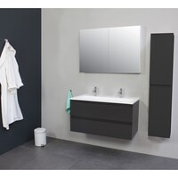 Badkamermeubel Boss & Wessing Pepper Acryl Wastafel Twee Kraangaten 100x55x46 cm Antraciet