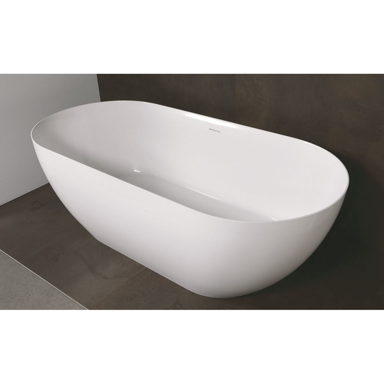 Vrijstaand Ligbad Luca Sanitair Vasca 175x80x58 cm Mineraal Marmer Glans Wit Luca Sanitair