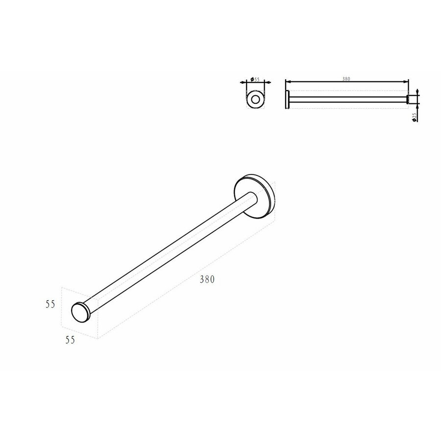 Handdoekrek Wiesbaden Alonzo 1-armig Mat Zwart