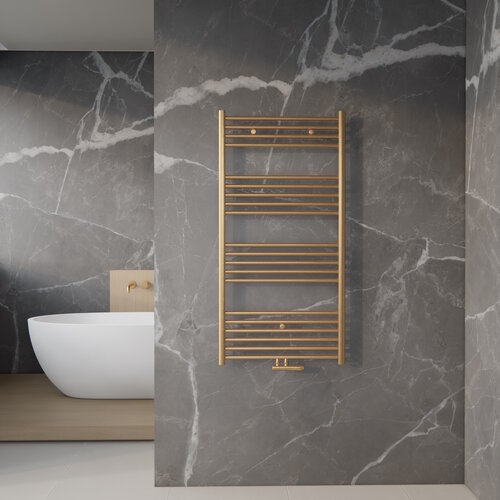 Handdoek Radiator BWS Cory 120x60 cm 414 Watt Midden en Zijaansluiting Geborsteld Messing Goud 