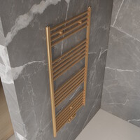 Handdoek Radiator BWS Cory 120x60 cm 414 Watt Midden en Zijaansluiting Geborsteld Messing Goud