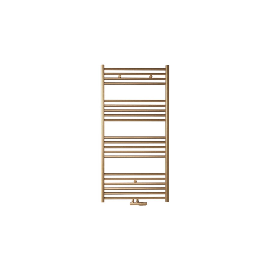 Handdoek Radiator BWS Cory 120x60 cm 414 Watt Midden en Zijaansluiting Geborsteld Messing Goud