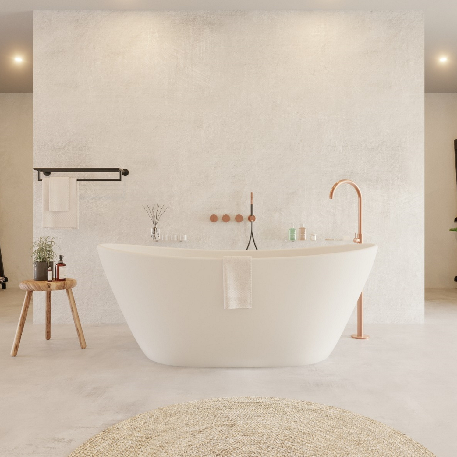 Ligbad Vrijstaand Ideavit Solidseal 163x85x64 cm Solid Surface Mat Wit Ideavit