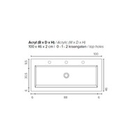 Badkamermeubel BWS Pepper Wastafel Acryl Incl Spiegelkast 2 Deurs Zonder Kraangat 100x55x46 cm Antraciet