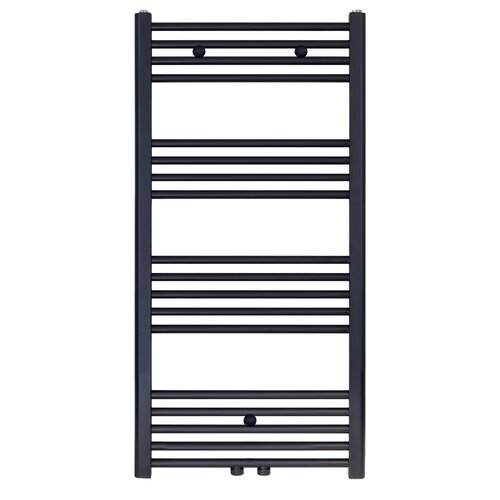 Designradiator Nile Gobi 110x60cm Geborsteld Mat Zwart midden-onderaansluiting 