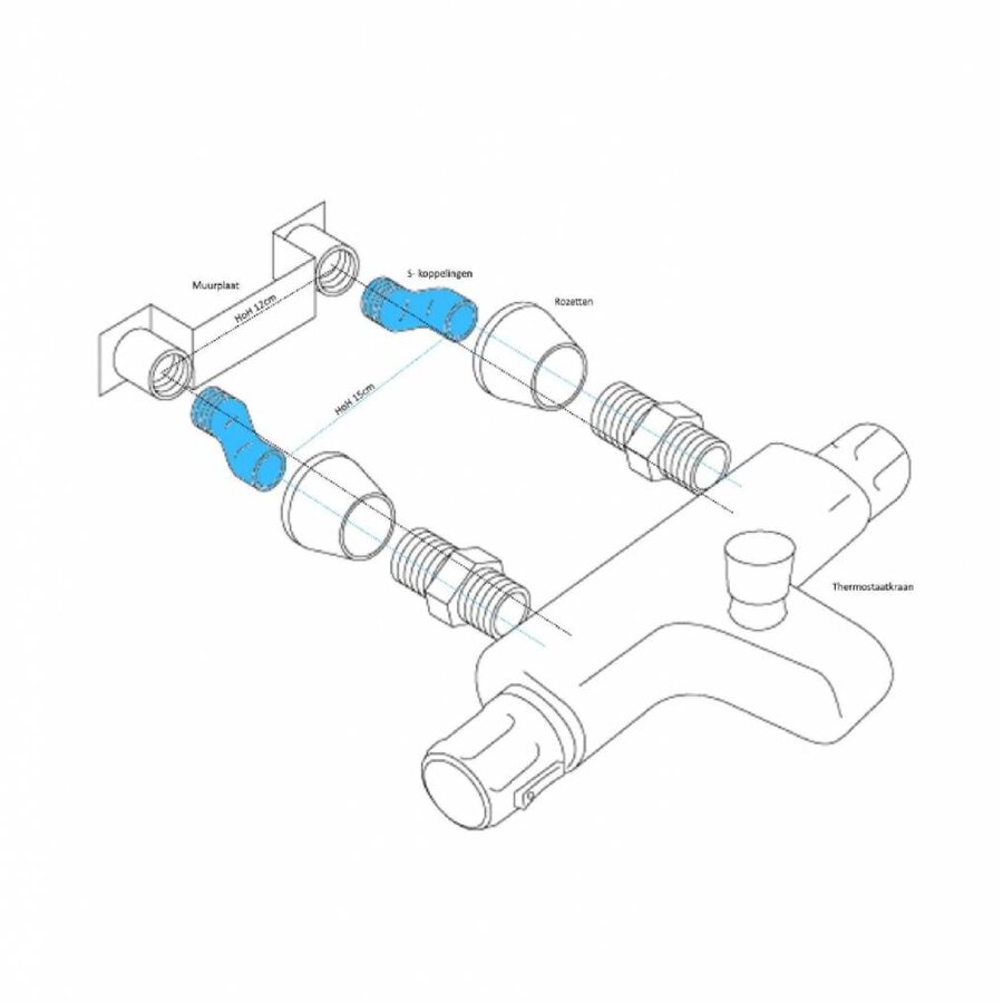 S Koppeling Wiesbaden Set 3'4inch x3'8inch Groot