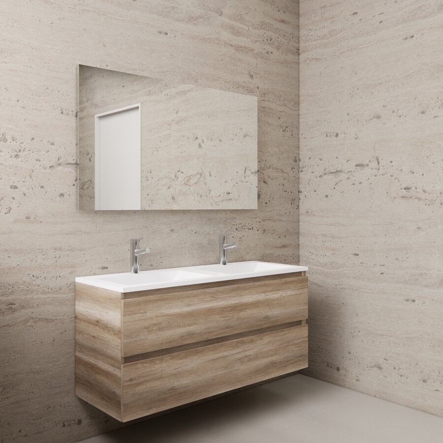 AKTIE! Badmeubel Boss & Wessing Paris 120 cm Compleet Geleverd Canyon oak (2 kraangaten)