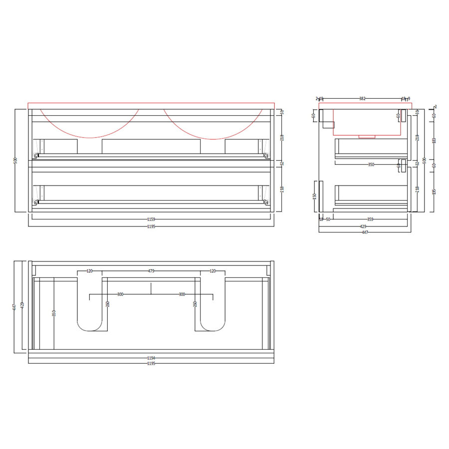 AKTIE! Badmeubel Boss & Wessing Paris 120 cm Compleet Geleverd Canyon oak (2 kraangaten)