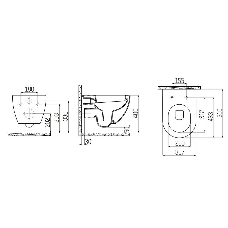 Wandcloset Creavit Freedom Met RVS Sproeier Mat Antraciet (Exclusief zitting)