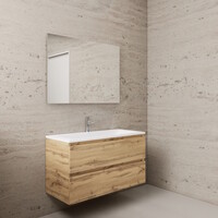NIET MEER LEVERBAAR Aktie! Badmeubel Boss & Wessing Paris 100 cm Mat Wit Wastafel Compleet Dakota Oak (1 of 2 Kraangaten)