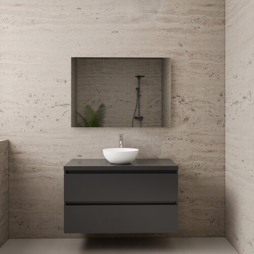 Aktie! Badmeubel Boss & Wessing Paris 100 cm Met Topplaat Hoogglans Antraciet 