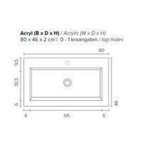 Badkamermeubel BWS Pepper Wastafel Acryl Incl Spiegelkast 2 Deurs Met Kraangat 80x55x46 cm Antraciet