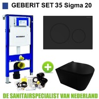 UP320 Toiletset 35 Civita Black Rimless Sigma 20 Mat Zwart  Drukplaat