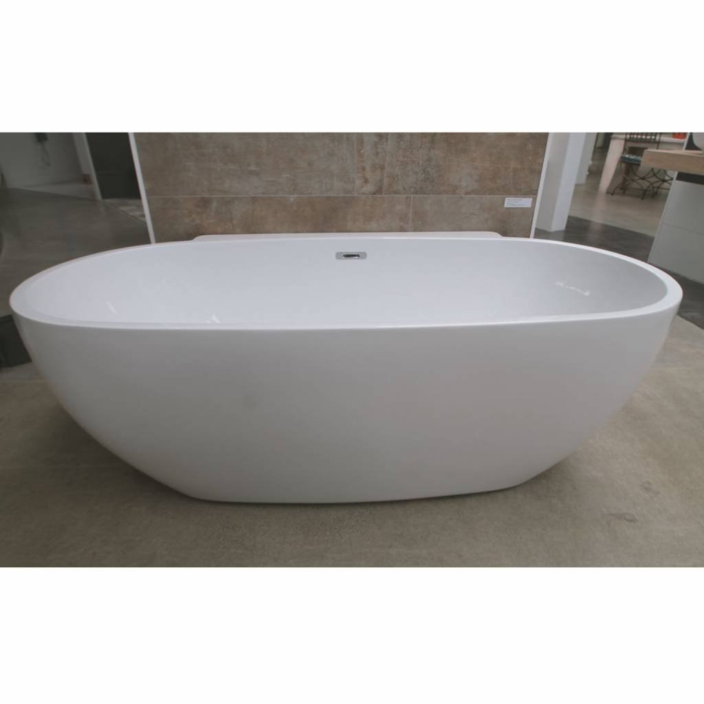 Halfvrijstaand Bad Luca Sanitair Primo 175x85x60 cm Acryl Glans Wit Met Overloop Luca Sanitair