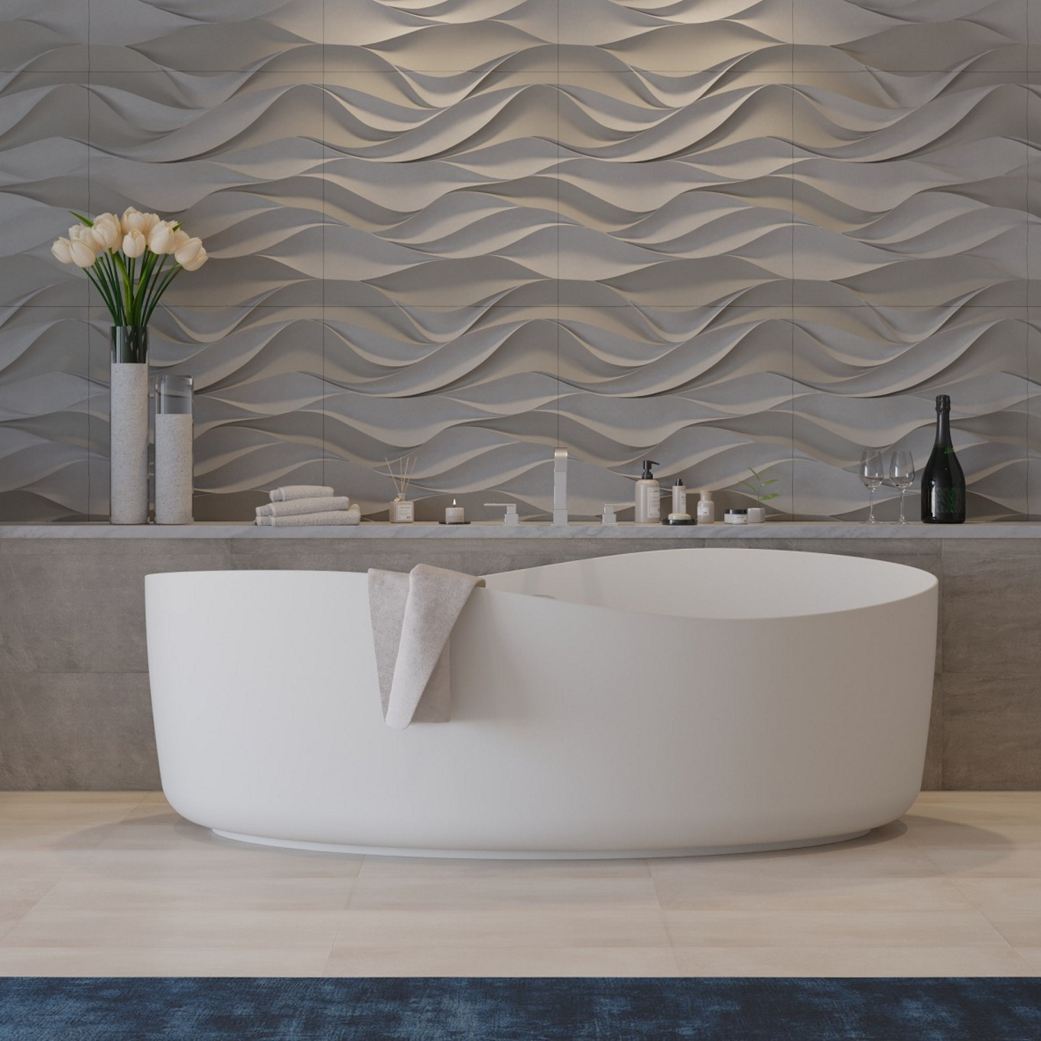Ligbad Vrijstaand Ideavit Solidharmony 175x100x65 cm Solid Surface Mat Wit Ideavit