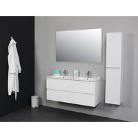 Badkamermeubel Boss & Wessing Pepper Wastafel Porselein Twee Kraangaten Incl Spiegel 120x55x46 cm Wit