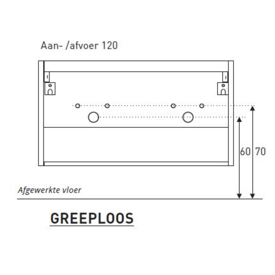 Badkamermeubel Boss & Wessing Pepper Wastafel Porselein Twee Kraangaten Incl Spiegel 120x55x46 cm Wit