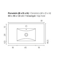 Badkamermeubel Boss & Wessing Pepper Wastafel Porselein Met Kraangat 80x55x46 cm Antraciet