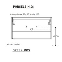 Badkamermeubel Boss & Wessing Pepper Wastafel Porselein Incl Spiegel En Kraangat 100x55x46 cm Eiken