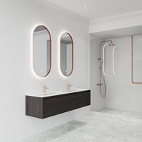 Spiegel Boss & Wessing Thyreos 40x100cm Ovaal Met Rand Koper LED Verlichting & Geïntegreerde Spiegelverwarming