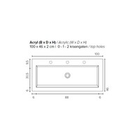 Badkamermeubel BWS Pepper Wastafel Acryl Incl Spiegelkast 2 Deurs Met 1 Kraangat 100x55x46 cm Antraciet