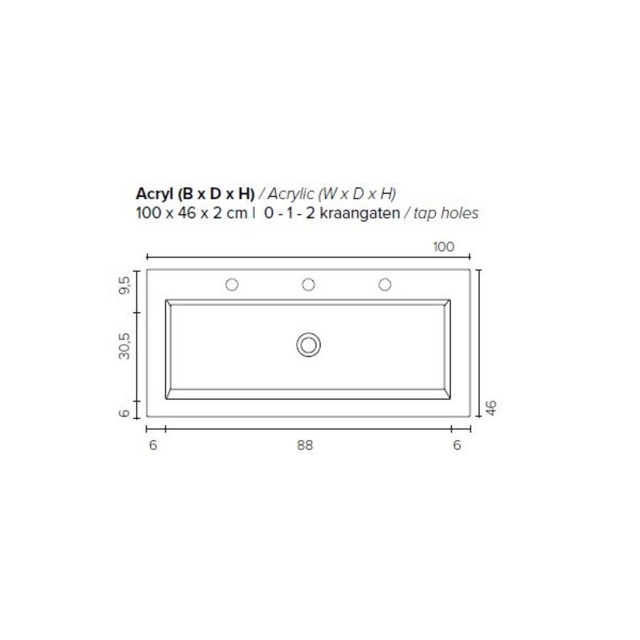 Badkamermeubel BWS Pepper Wastafel Acryl Incl Spiegelkast 2 Deurs Met 1 Kraangat 100x55x46 cm Antraciet