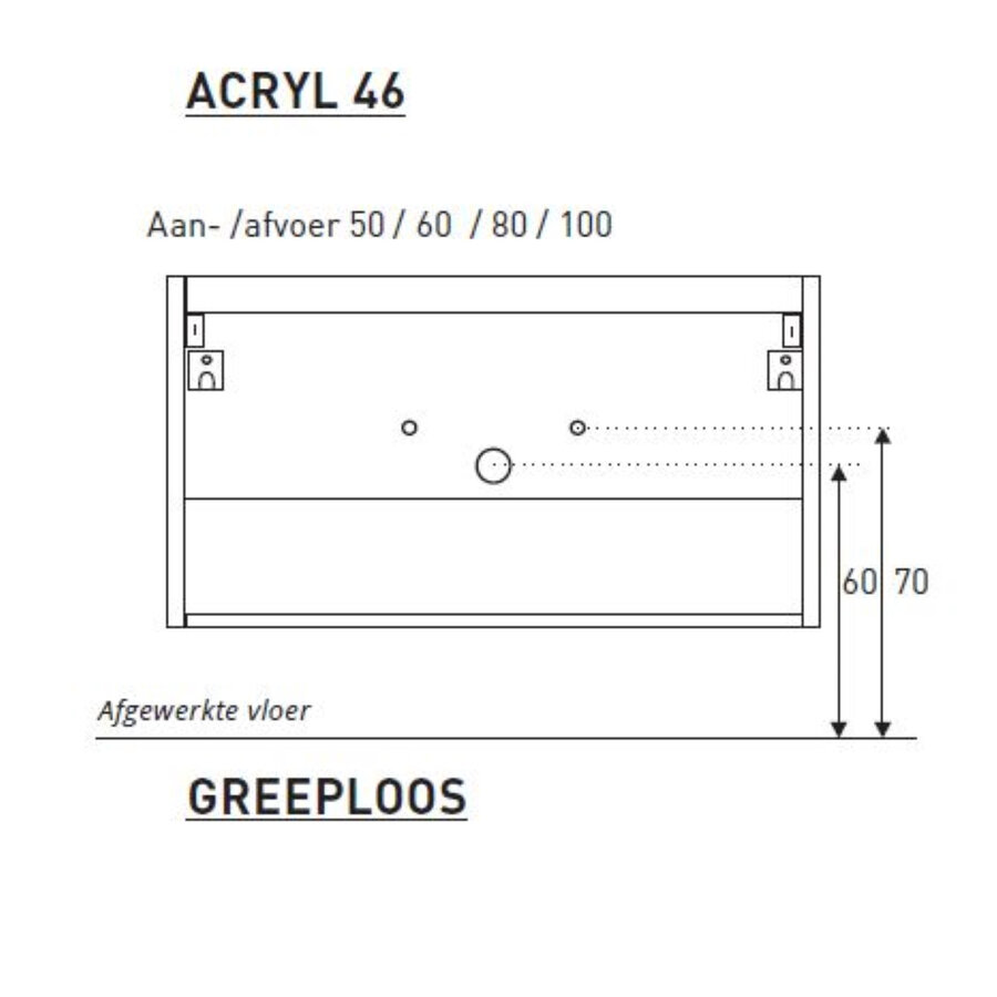 Badkamermeubel Boss & Wessing Pepper Acryl Wastafel Met Kraangat Inclusief Spiegel 100x55x46 cm Antraciet