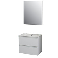 Badkamermeubel Boss & Wessing Pepper Wastafel Porselein Incl Spiegel En Kraangat 60x55x46 cm Wit