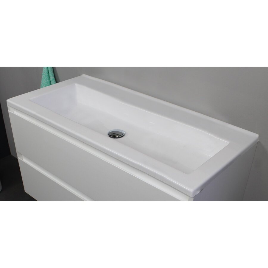 Badkamermeubel Boss & Wessing Pepper Acryl Wastafel Zonder Kraangat 100x55x46 cm Wit