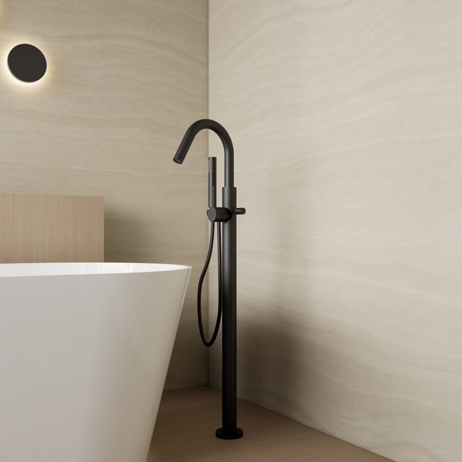 AQS Badkraan Cemal Vrijstaand Mengkraan Compleet Mat Zwart