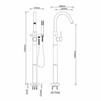 AQS Badkraan Cemal Vrijstaand Mengkraan Compleet Mat Zwart