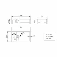 Fonteinpack Solid Surface Links Mat Wit 40x22x10 cm (Keuze uit 4 zwarte kranen)
