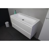 Badkamermeubel Boss & Wessing Pepper Acryl Wastafel Incl Spiegel Zonder Kraangat 100x55x46 cm Wit