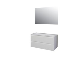 Badkamermeubel Boss & Wessing Pepper Acryl Wastafel Incl Spiegel Zonder Kraangat 100x55x46 cm Wit