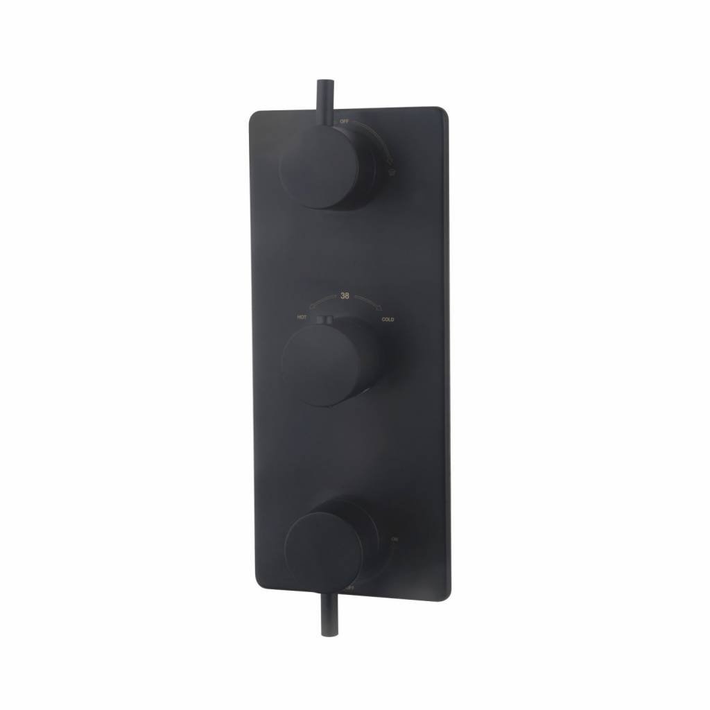 AQS Afbouwdeel Cemal Douche Thermostaat 3Weg Mat Zwart Boss & Wessing