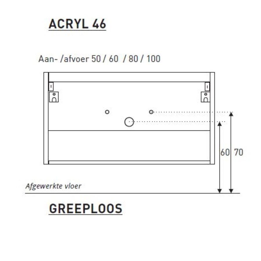 Badkamermeubel Boss & Wessing Pepper Acryl Wastafel Met Kraangat Inclusief Spiegel 100x55x46 cm Wit