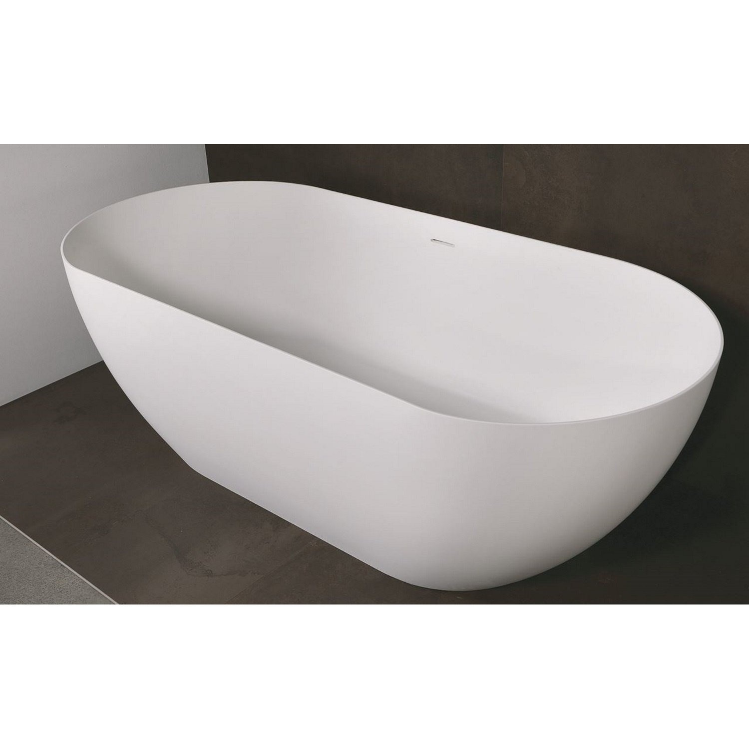 Vrijstaand Ligbad Luca Sanitair Vasca 175x80x58 cm Solid Surface Mat Wit Luca Sanitair
