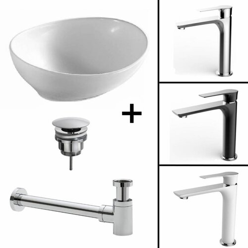 Waskompack Juno Keramiek 40x33x14.5 cm CHROOM (Keuze uit 3 kranen) 