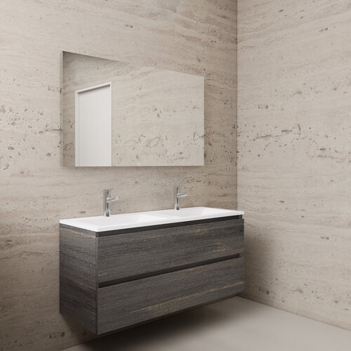 Aktie! Badmeubel Boss & Wessing Paris 120 cm Compleet Geleverd Frey Oak (2 Kraangaten) 