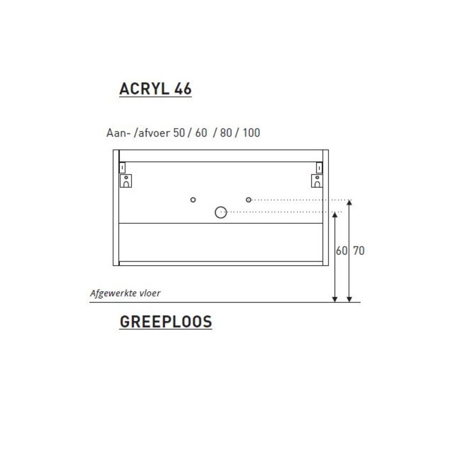 Badkamermeubel BWS Pepper Wastafel Acryl Incl Spiegelkast 2 Deurs Met Kraangat 80x55x46 cm Wit