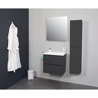 Badkamermeubel Boss & Wessing Pepper Acryl Wastafel Zonder Kraangat Inclusief Spiegel 60x55x46 cm Antraciet