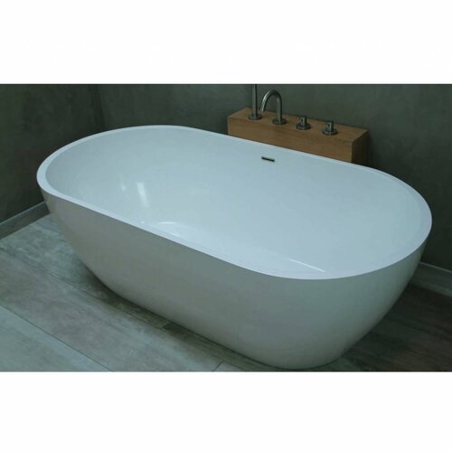 Vrijstaand Bad Luca Sanitair Vasca 160x80x54cm Mineral Stone Glans Wit 