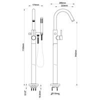 Vrijstaande Badkraan Boss & Wessing Cemal Mengkraan Geborsteld Messing