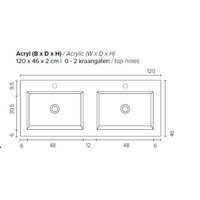 Badkamermeubel Boss & Wessing Pepper Acryl Wastafel Incl Spiegel Zonder Kraangat 120x55x46 cm Antraciet