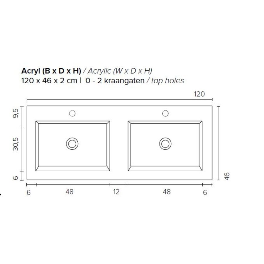 Badkamermeubel Boss & Wessing Pepper Acryl Wastafel Incl Spiegel Zonder Kraangat 120x55x46 cm Antraciet