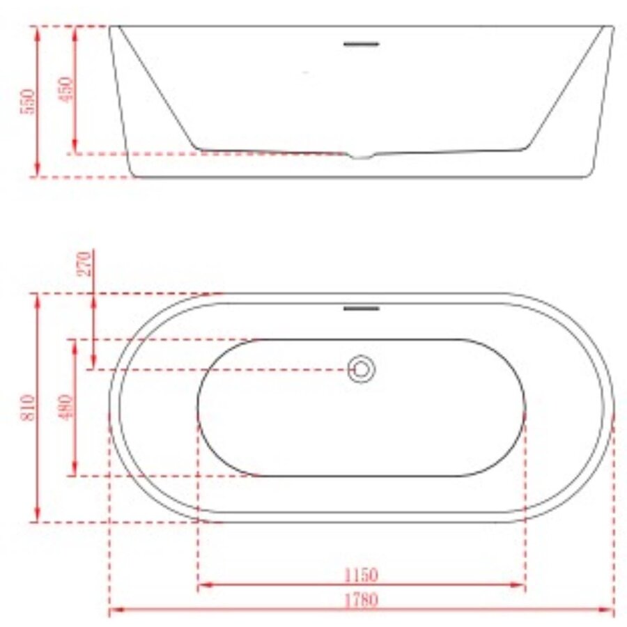 Vrijstaand Ligbad Arcqua Santo 178x80 Acryl Glans Wit